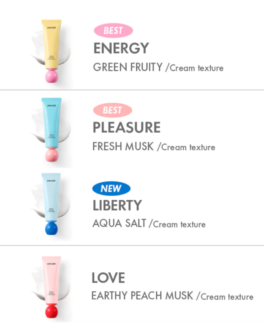 AMUSE Vegan Soybean Hand Cream (4 Scents)