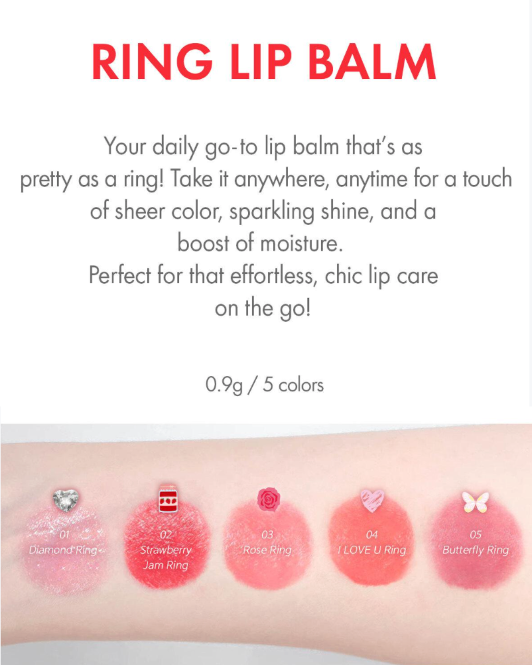 AMUSE Ring Lip Balm (5 Colours)