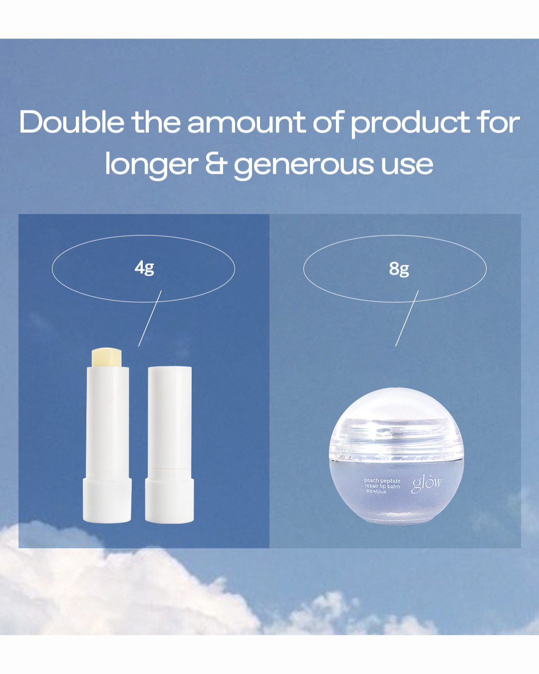 glow peach peptide repair lip balm (#iceblue/ #coralreef/#palepink)