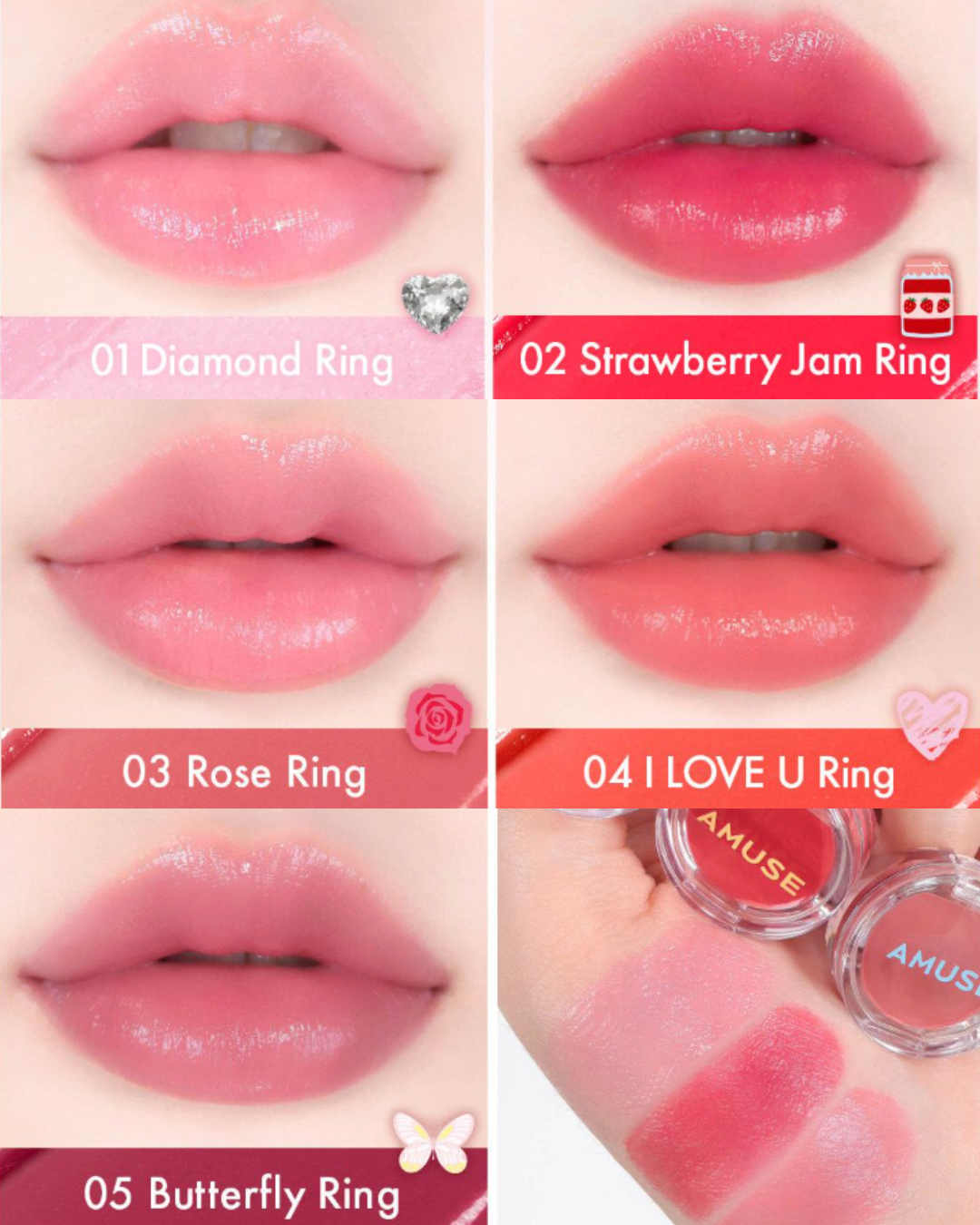AMUSE Ring Lip Balm (5 Colours)