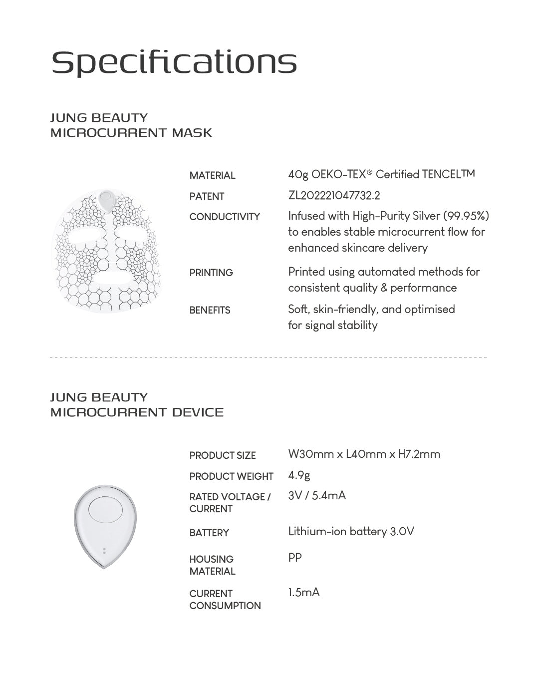 Jung Beauty Brightening Microcurrent Mask with Niacinamide and Rice Bran Extract