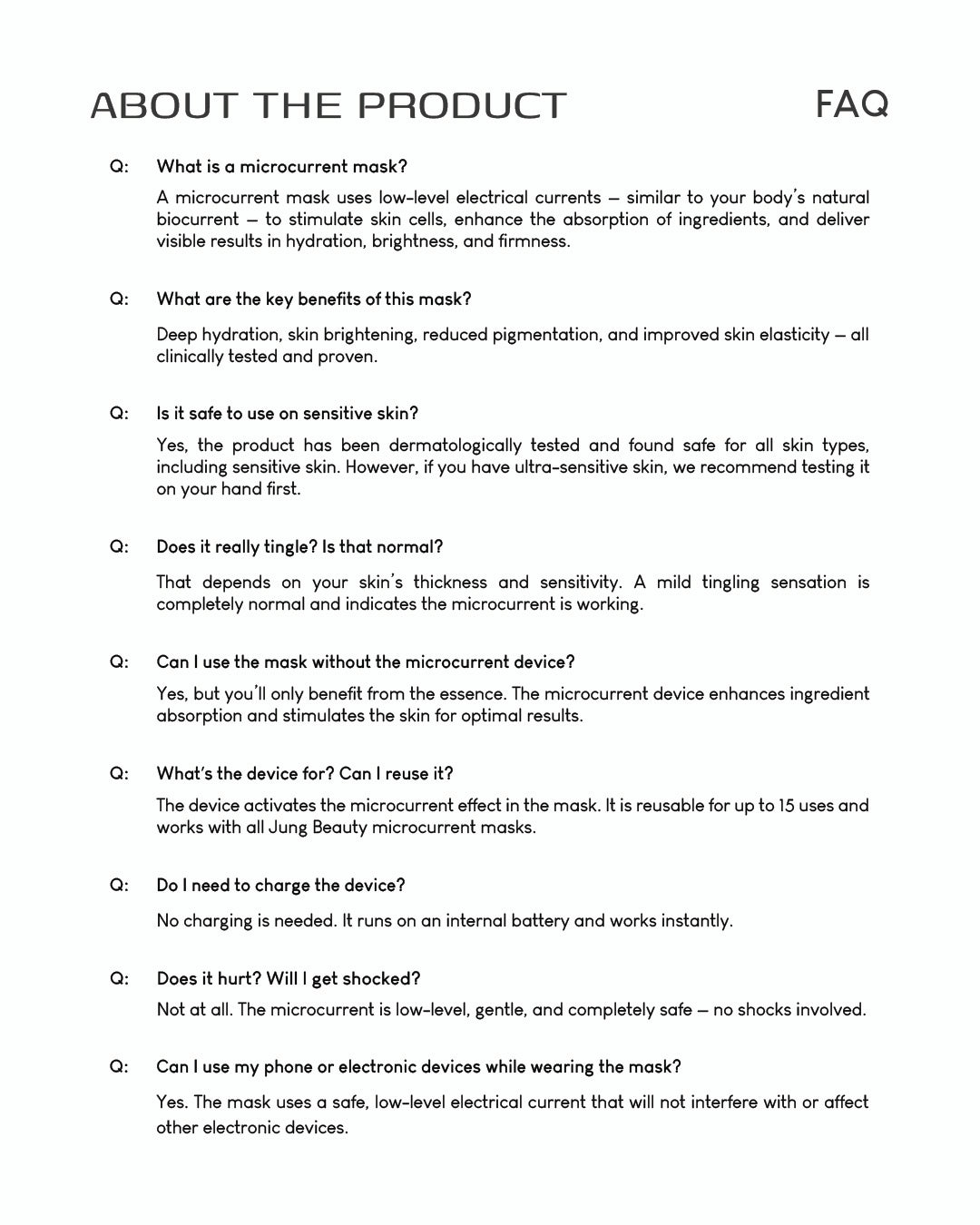 Jung Beauty Brightening Microcurrent Mask with Niacinamide and Rice Bran Extract