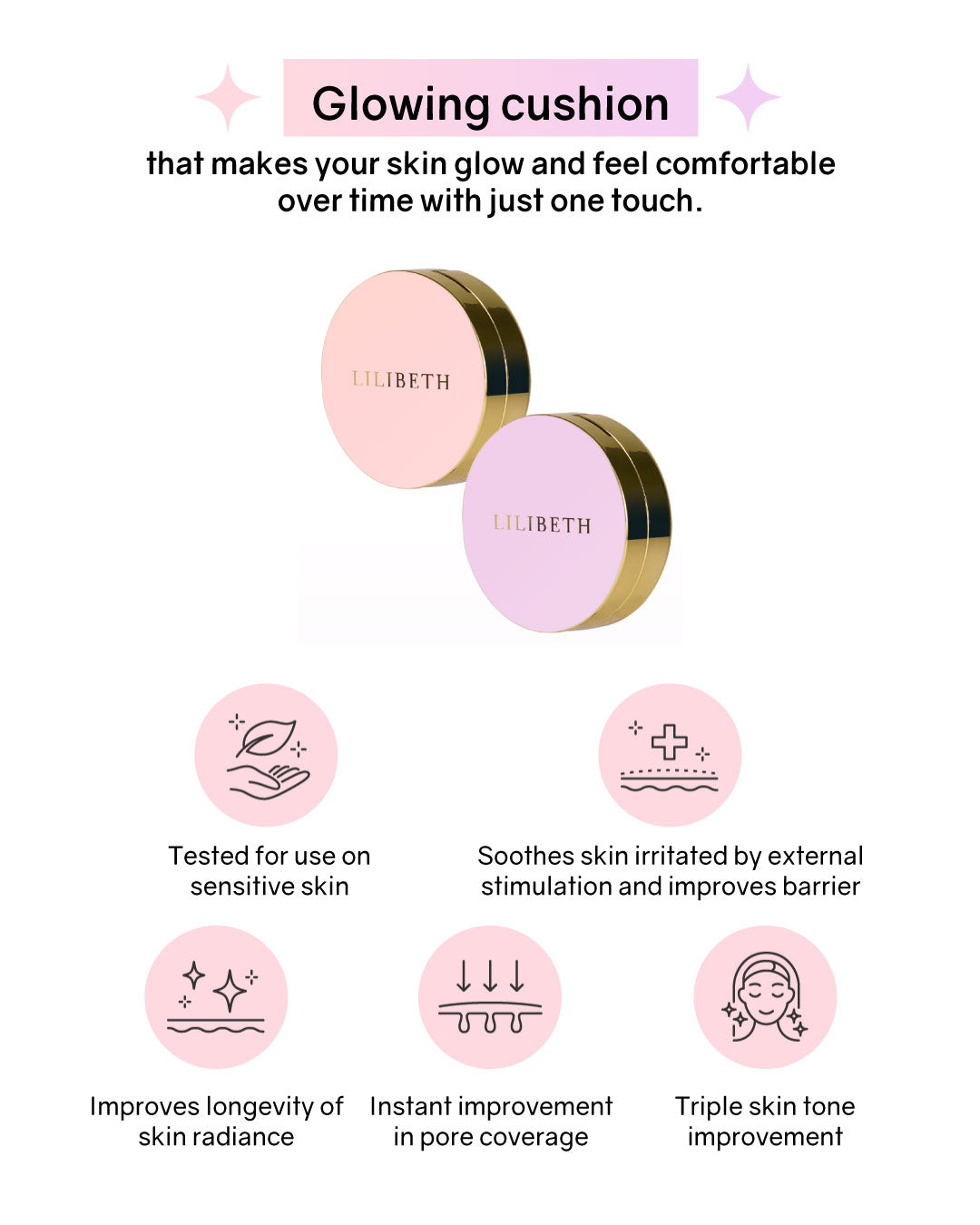 Lilibeth Timeless Glow Cushion/ Refill (Pink/ Purple)