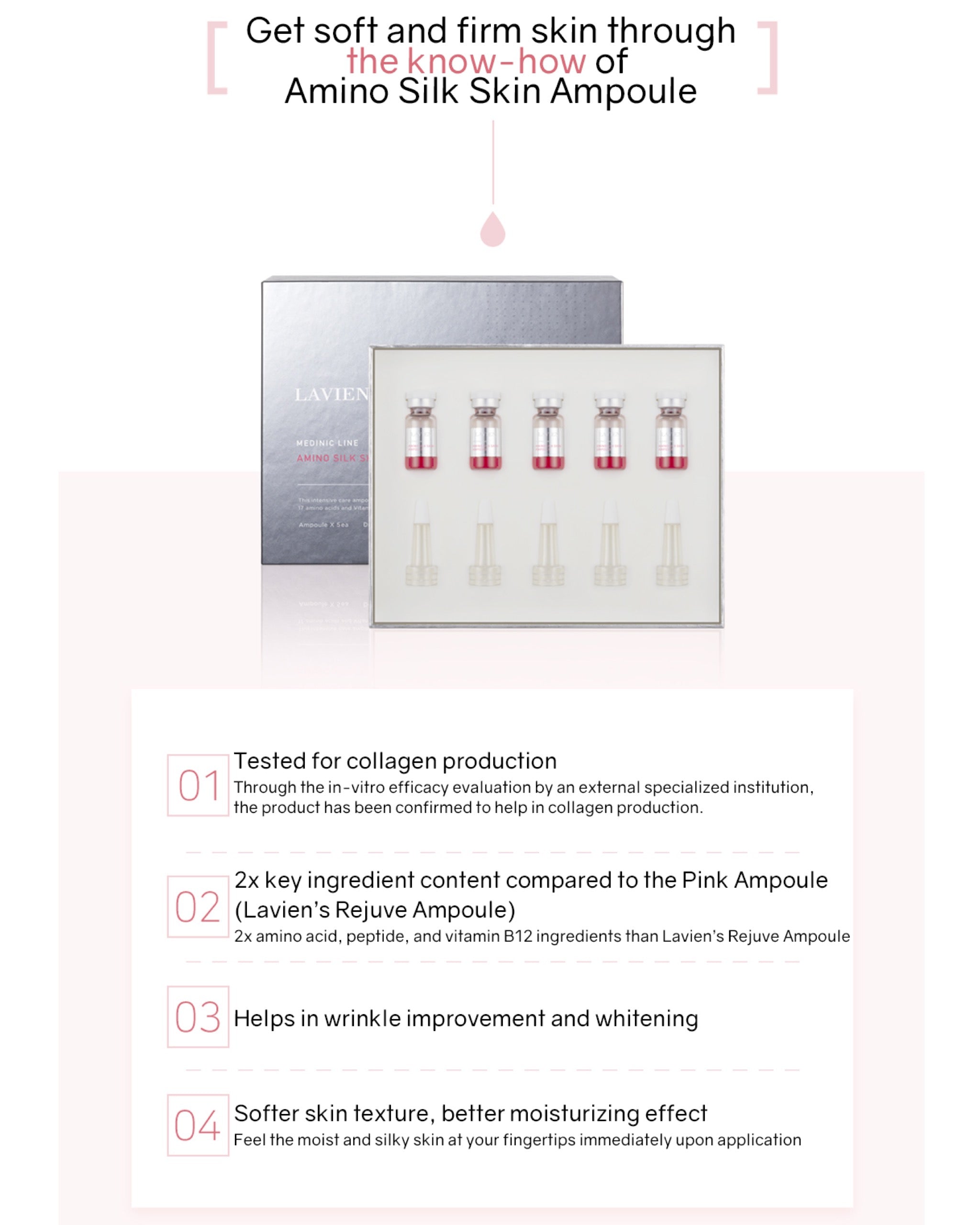 Lavien Amino Silk Skin Ampoule (Pink)