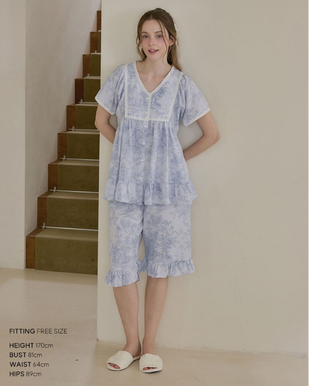 [PREORDER] Lunaluz Garden Waltz Washed V-Neck Pajama Set (Dispatch Date: 17-21 Aug)