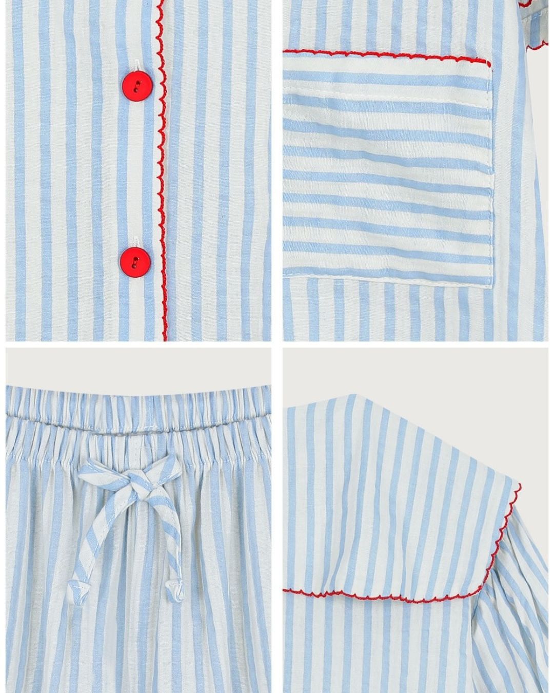 [PREORDER] Lunaluz Billy Stripe Cotton Sailor Collar Pajama Set (Dispatch Date: 17-21 Aug)