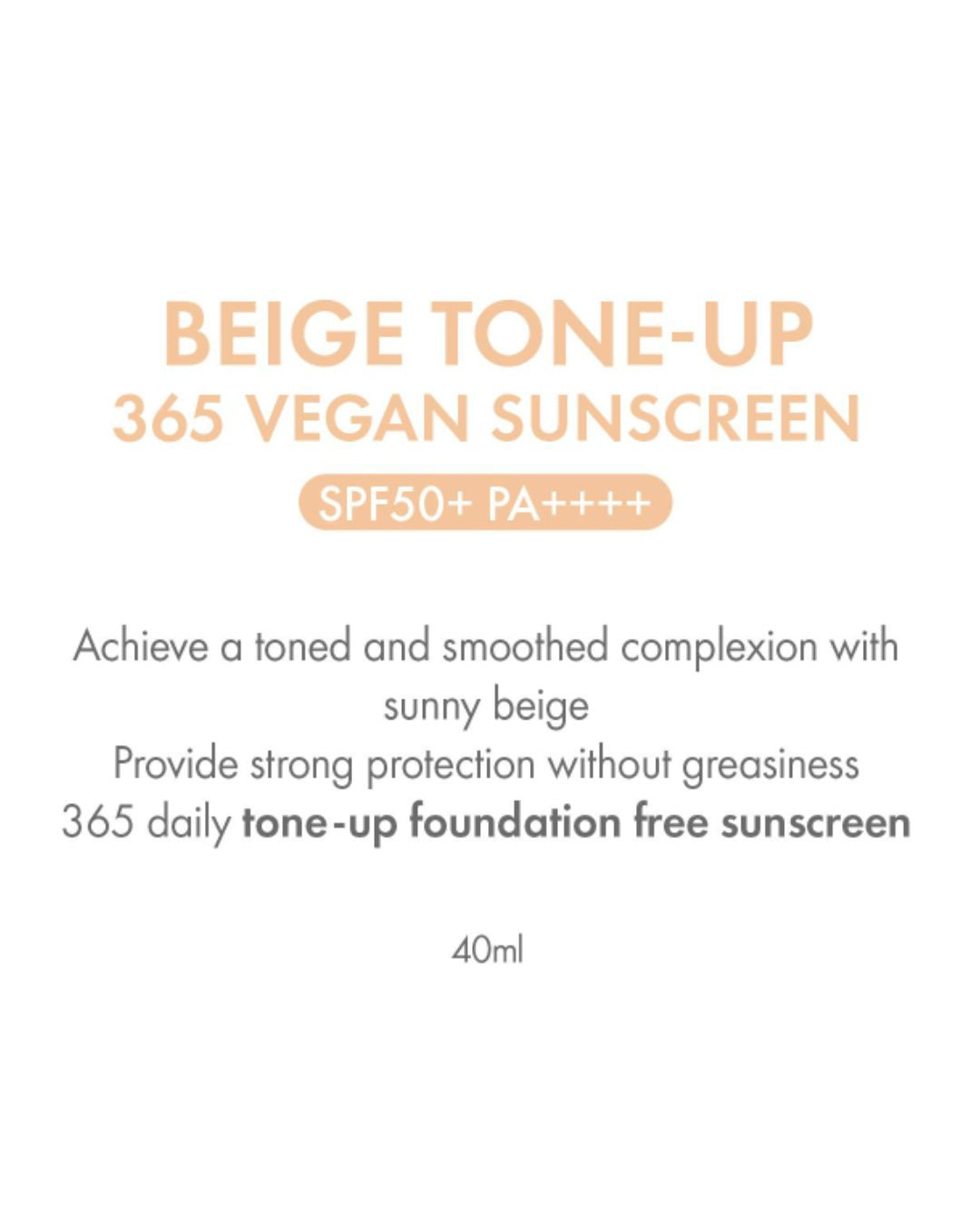 AMUSE Beige Tone-Up 365 Vegan Sunscreen SPF 50+ PA++++