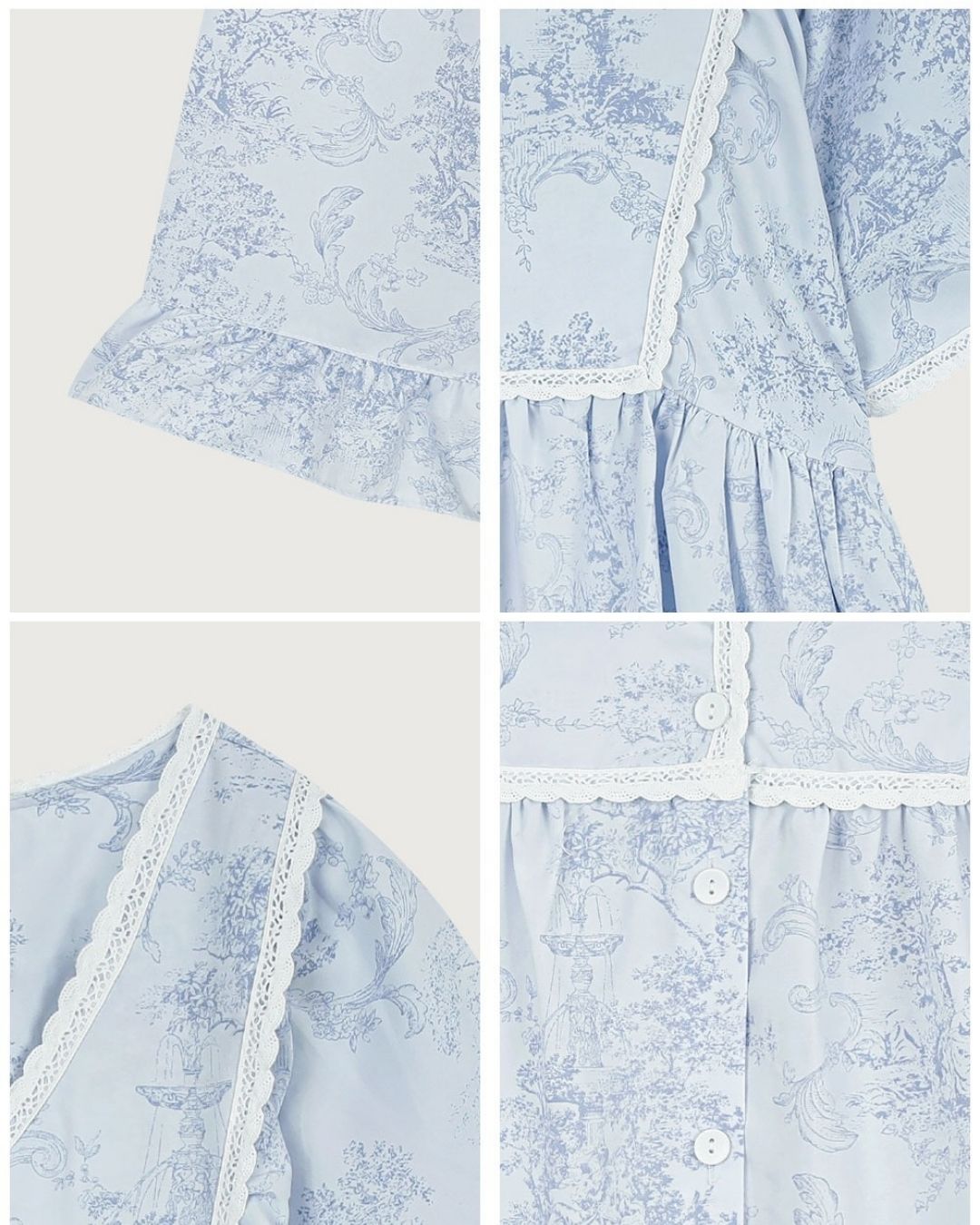 [PREORDER] Lunaluz Garden Waltz Washed V-Neck Pajama Set (Dispatch Date: 17-21 Aug)
