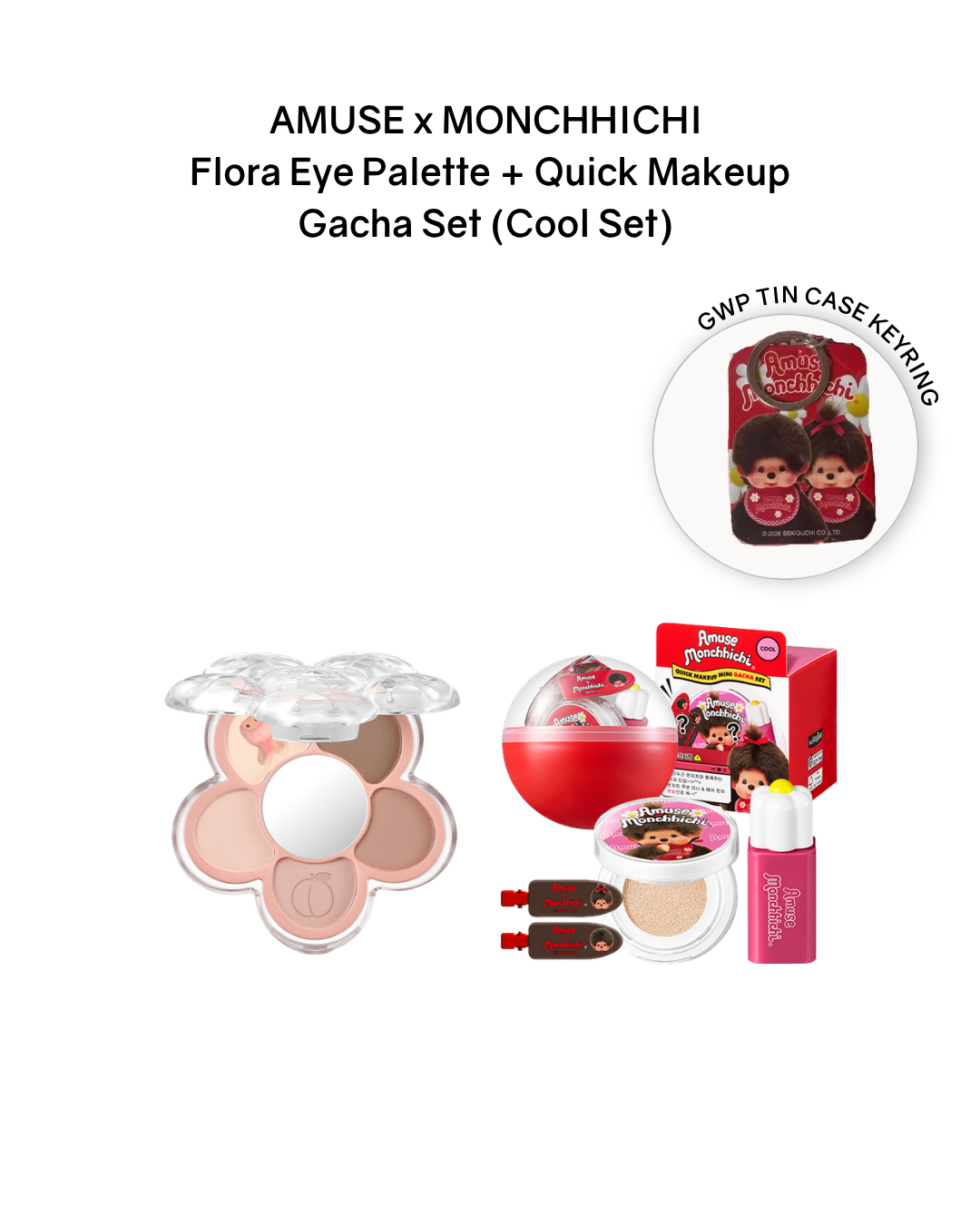 [PROMO] AMUSE x MONCHHICHI Flora Eye Palette + Quick Makeup Gacha Set (Warm/Cool)