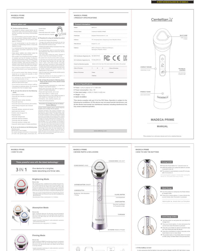 Centellian 24 Madeca Prime Facial Toning Device - NEW!