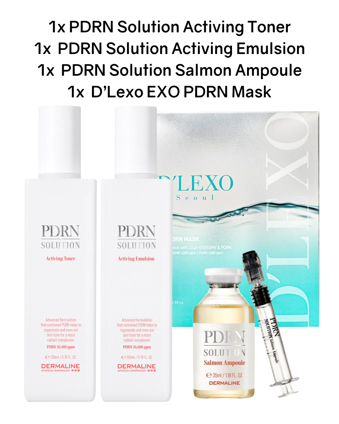 [PROMO] Dermaline Bundle (Toner + Emulsion + Ampoule + Mask) (NEW!)