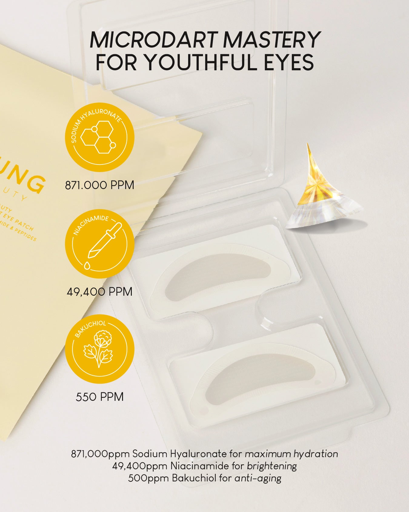 Jung Beauty Firming Microdart Eye Patch with Bakuchiol, Niacinamide and Peptides