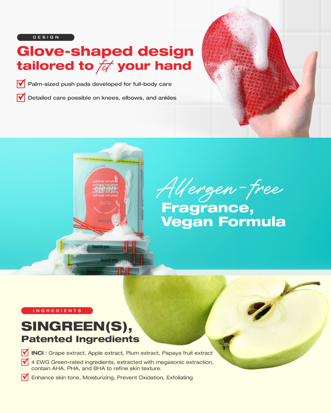 [PROMO] laundryou Soft Body Red Glove Clean (5EA)